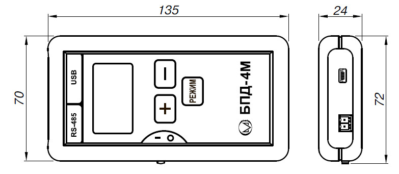 рис. 1 - Габаритные размеры БПД-4М